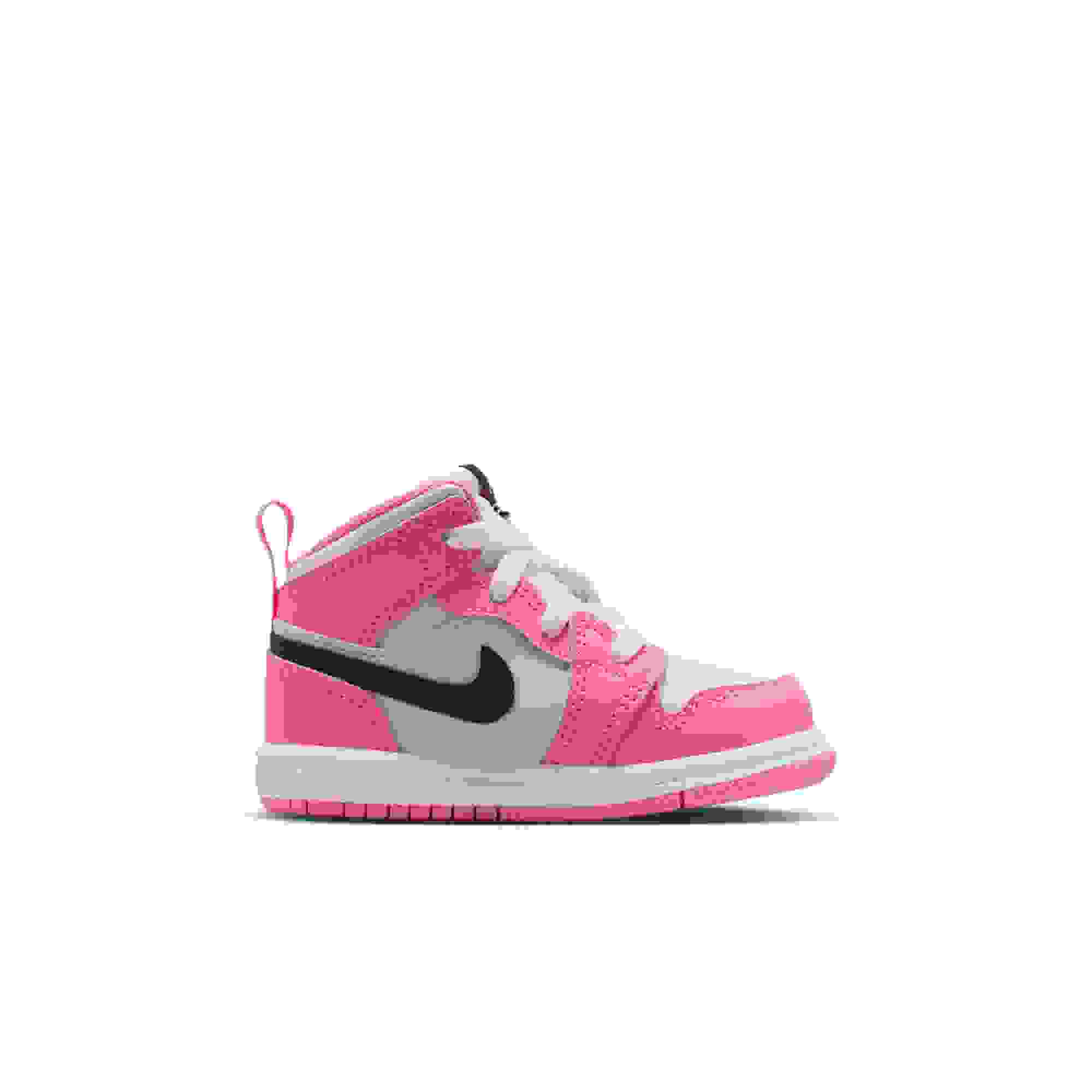 Jordan 1 Mid Toddler Girls' "Pink Gaze/Black/White" Shoe